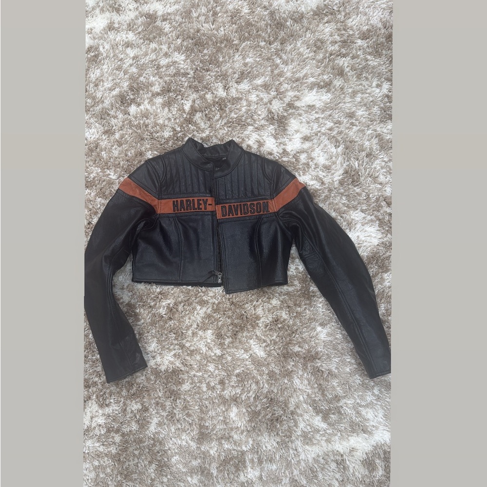 Harley-Davidson Black & Brown Women's Leather Moto Jacket